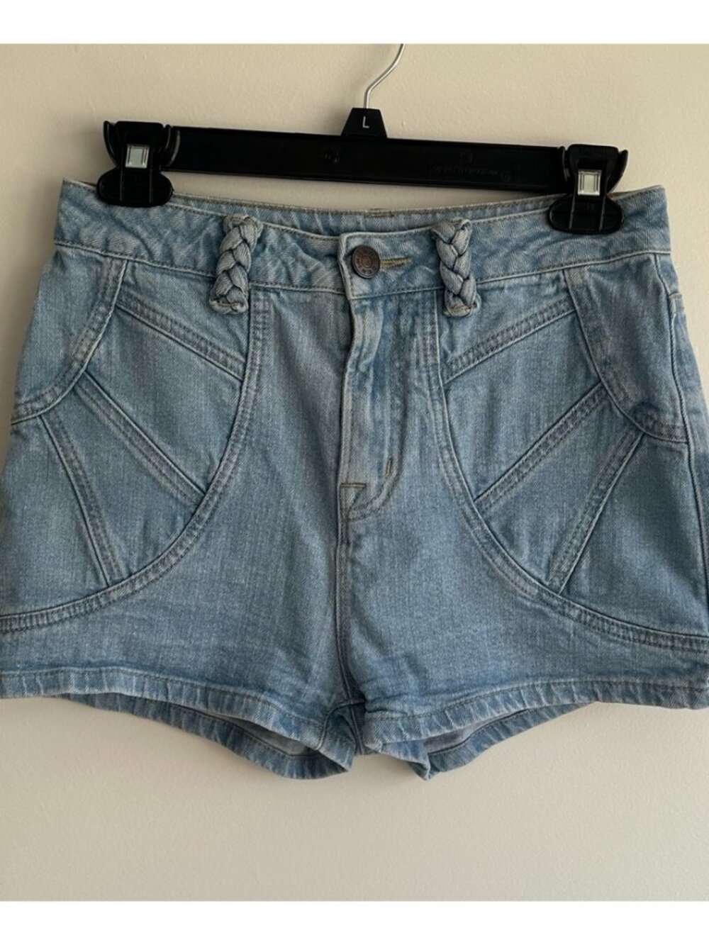 🧚♀️ Blue High-Rise Denim Shorts with Braided Belt Loops